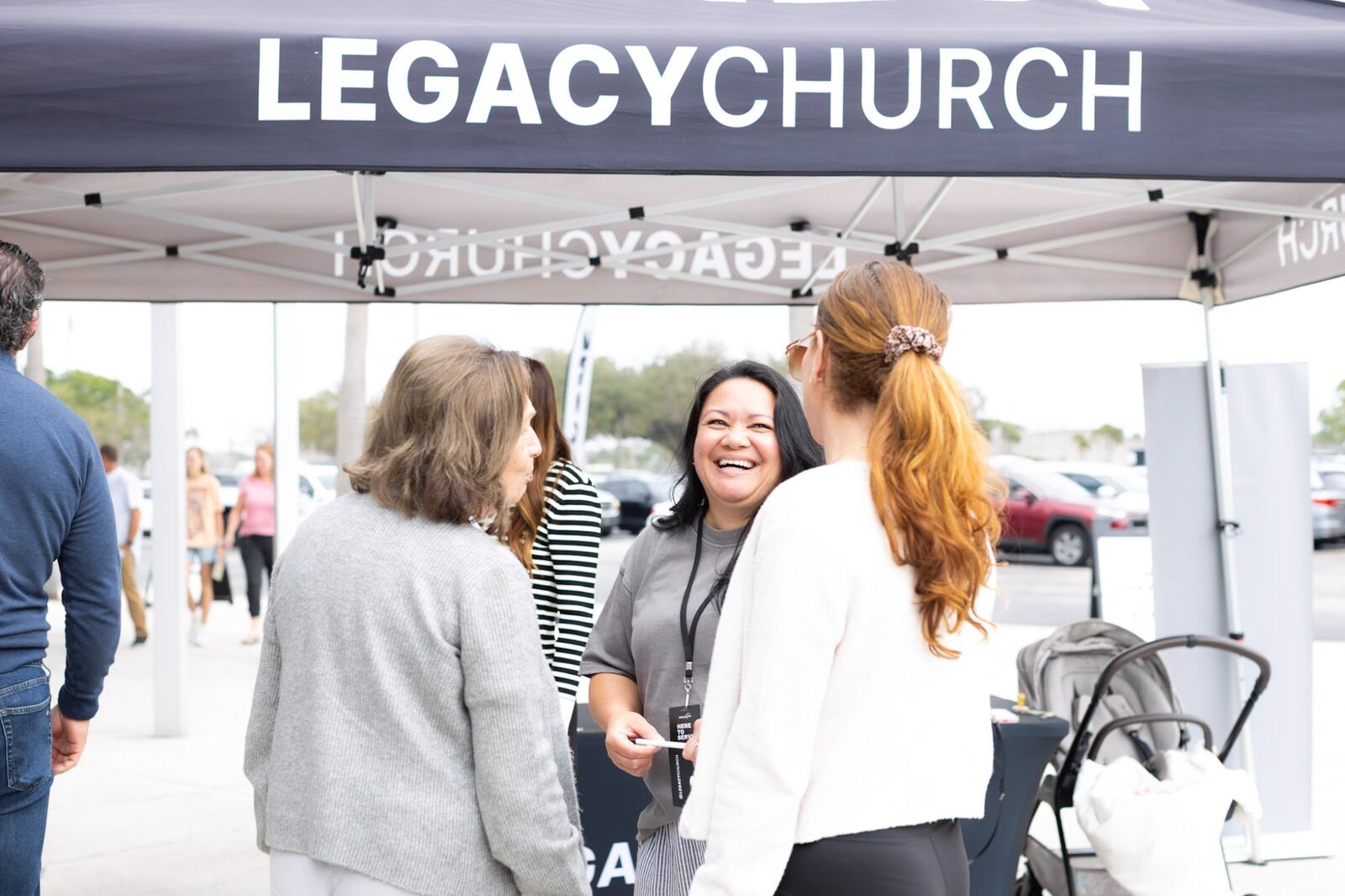 Welcome tent greeting visitors